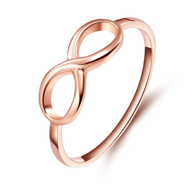 Rose Gold Sterling Silver Engagement Promise Rings Infinity Knot Symbol Ring High Polish