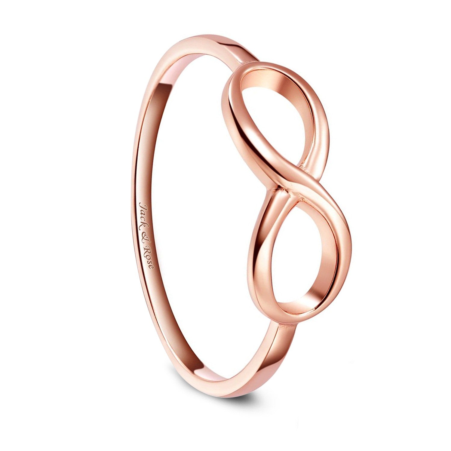 Rose Gold Sterling Silver Engagement Promise Rings Infinity Knot Symbo