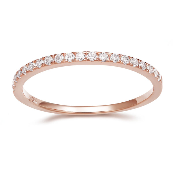 Rose Gold Cubic Zirconia Tiny Sterling Silver Rings for Women Eternity Stackable Engagement Bands