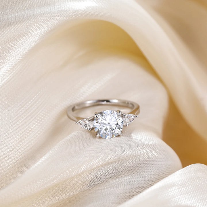 Close-up detail of 2ct moissanite rings for engagement 