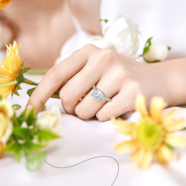 affordable 3.5 carats moissanite diamond pave rings worn on hand