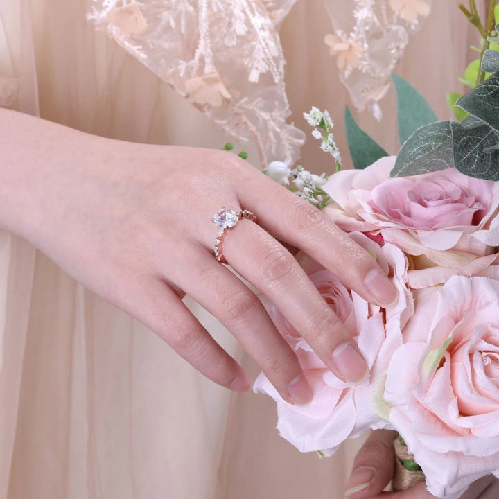 Affordable 3ct oval ring worn on hand