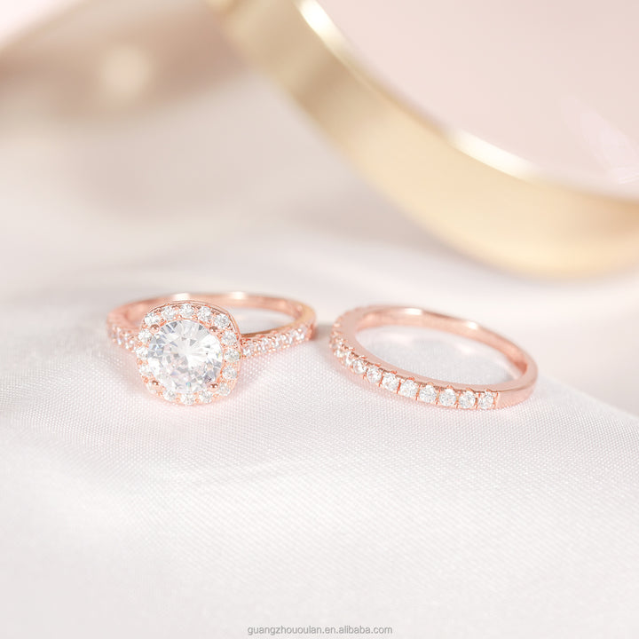 affordable rose gold 1.2ct moissanite bridal sets