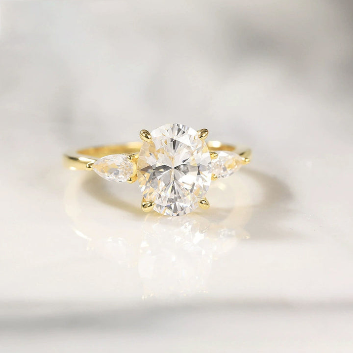 Beautiful gold cz three stone engagement ring