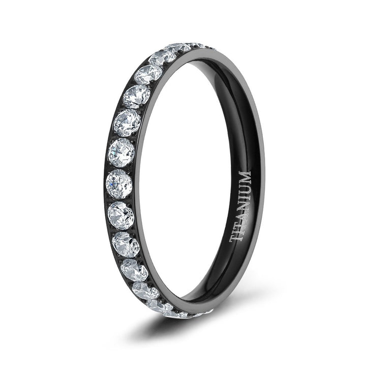 black mens eternity band ring in titanium