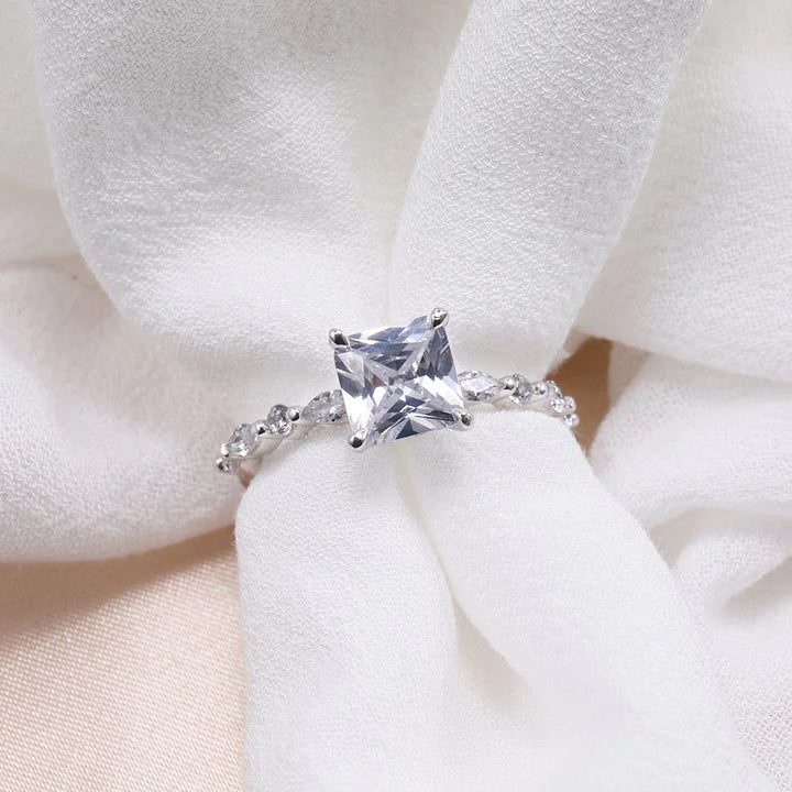 s925 wedding rings, moissanite rings for women, Princess cut rings, Moissanite silver ring