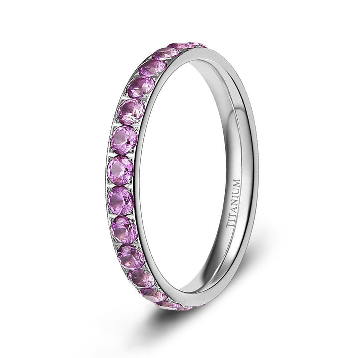brilliant eternity band ring with cz in titanium