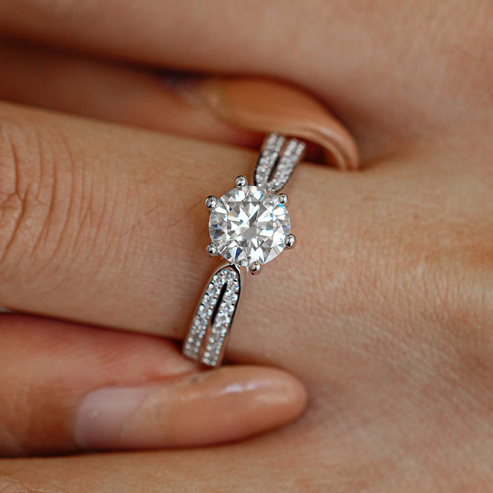 Cheap 2 carat moissanite ring worn on hand