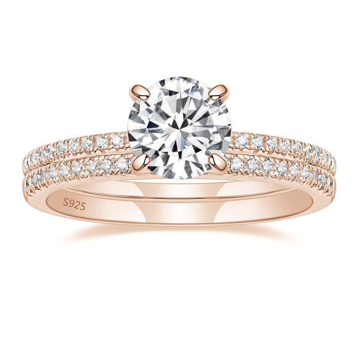 cheap rose gold engagement wedding set