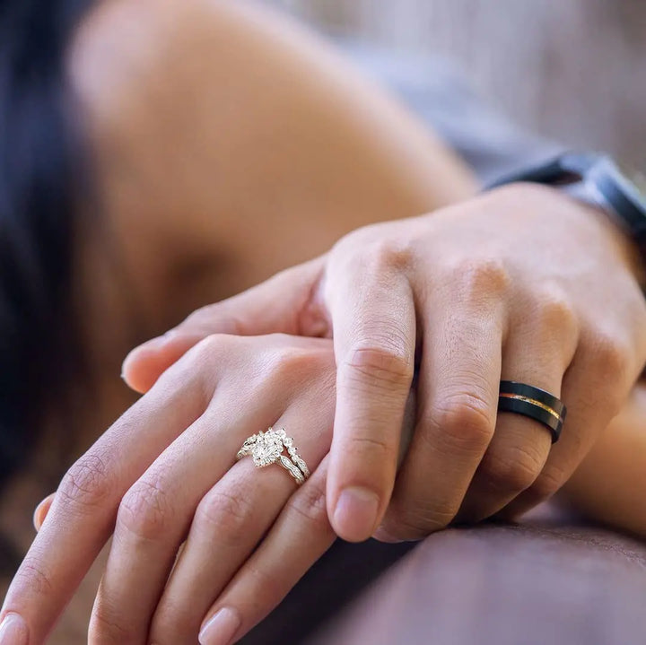 Classic 1ct pear shape moissanite bridal set