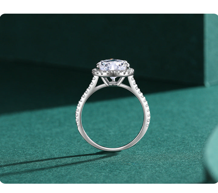 classic engagement ring with heart cz