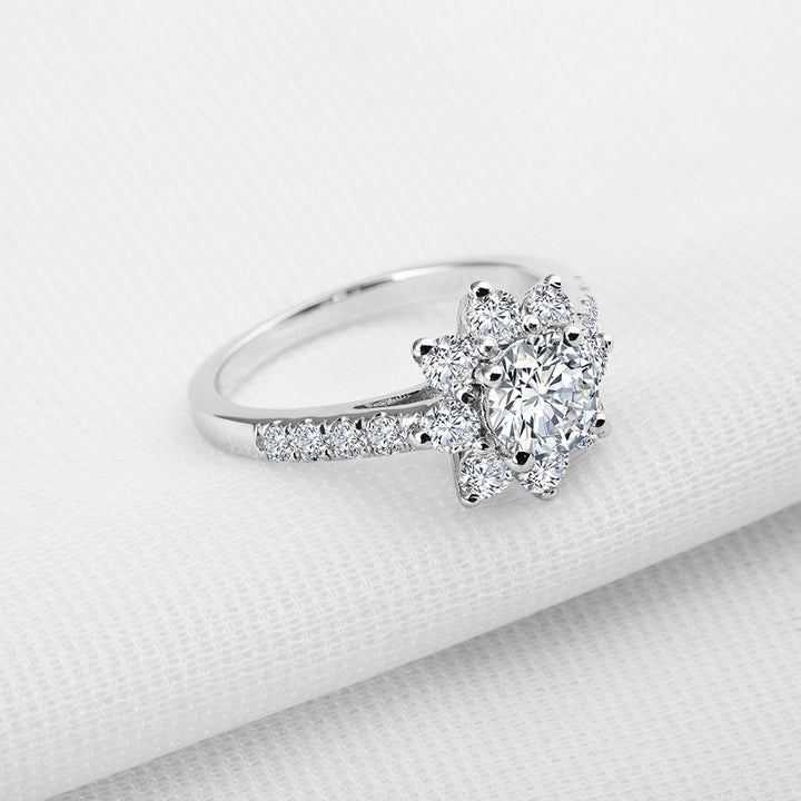 classic flower moissanite ring 