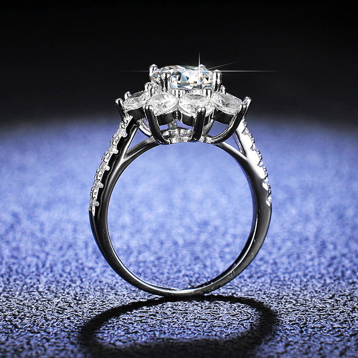 classic flower ring with cz