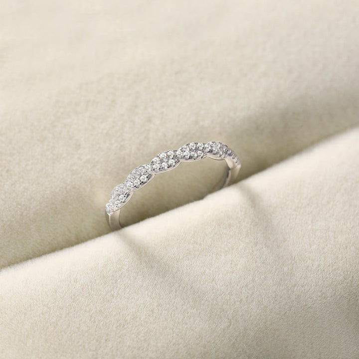 classic moissanite half wedding band