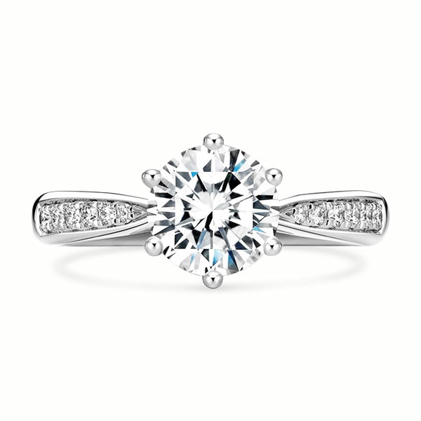 Affordable classic moissanite six prong engagement ring