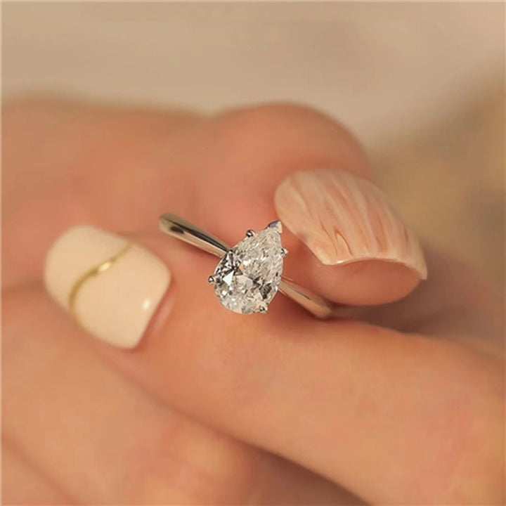 classic pear cut cz engagement ring