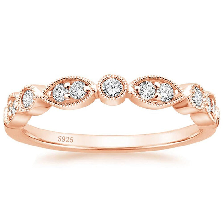 classic rose gold moissanite wedding ring