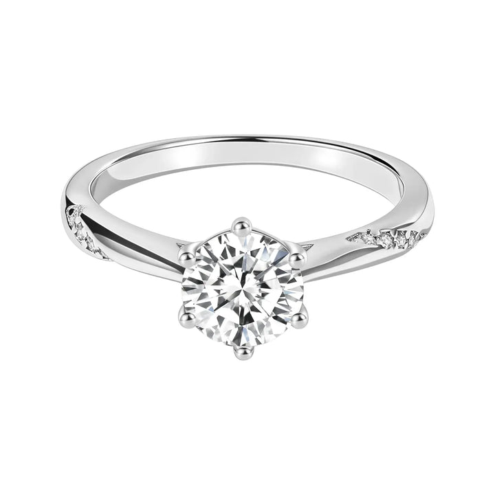 classic six-prong moissanite/high carbon diamond s925 sterling silver engagement ring