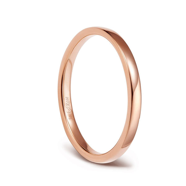 Rose Gold Titanium Engagement Bands Plain Thin Rings 2mm