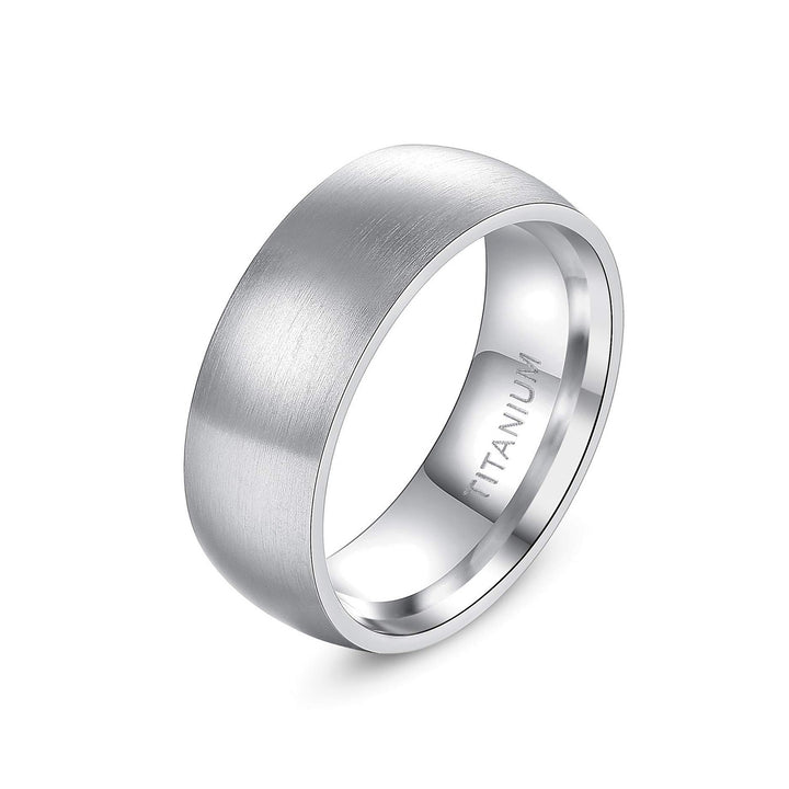 Men’s Brushed Silver Dome Titanium Ring 7.5 (P) / 6mm