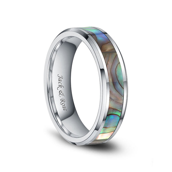 Abalone Shell Tungsten Engagement Wedding Ring Comfort Fit 6mm 8mm