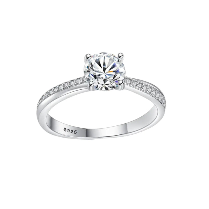 Cubic zirconia solitaire rings sterling silver band rings