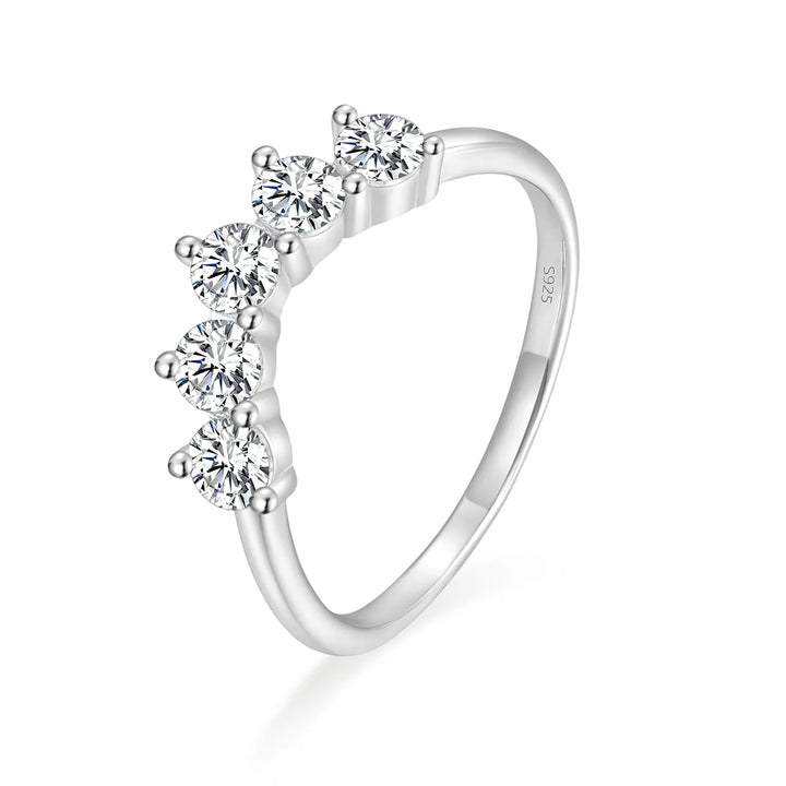 curved moissanite wedding band