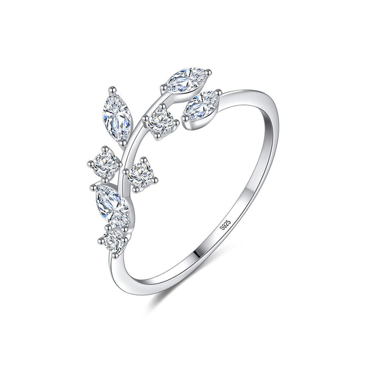 cz engagement rings vine leaves design creative style