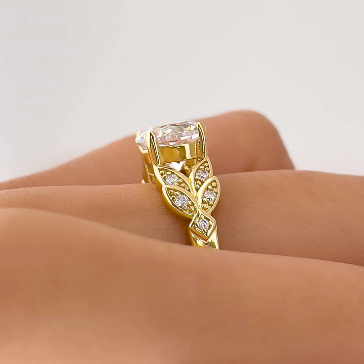 dazzling Moissanite Flower Ring on hand