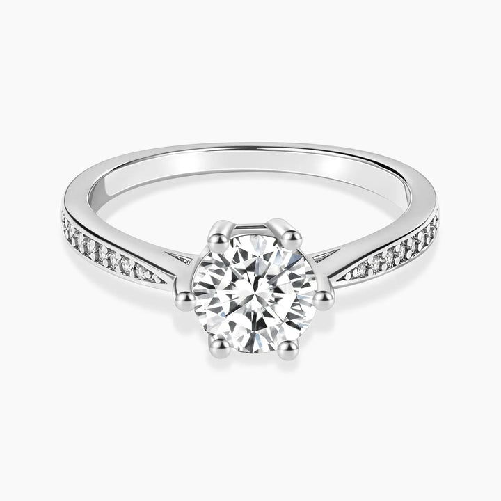 Dazzling moissanite six prong engagement ring