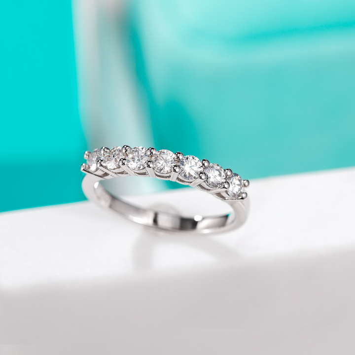 dazzling seven moissanite engagement band
