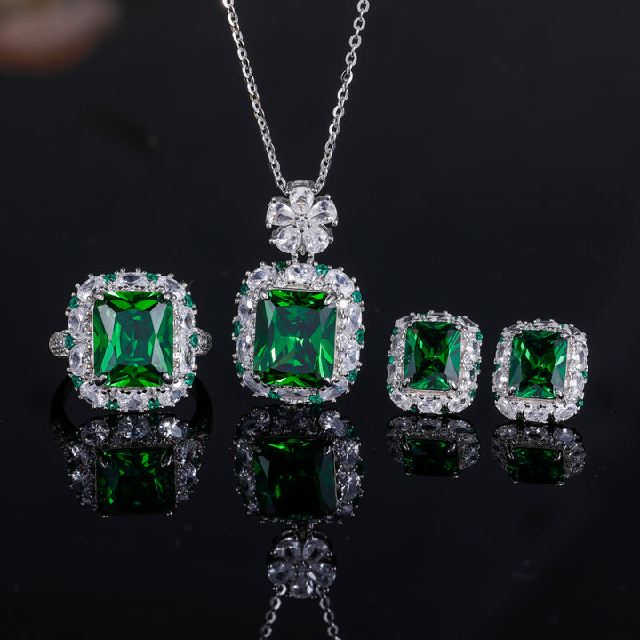 emerald jewelry set, emerald set jewelry, emerald ring, emerald earring, emerald necklace