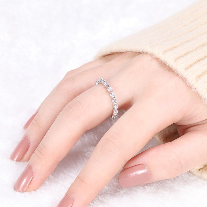 eternity fashion ring in 925 sterling silver worn on hand