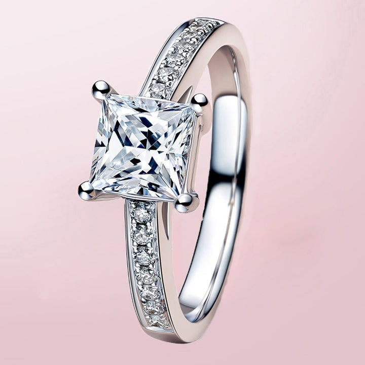 fashion ring with princess moissanite