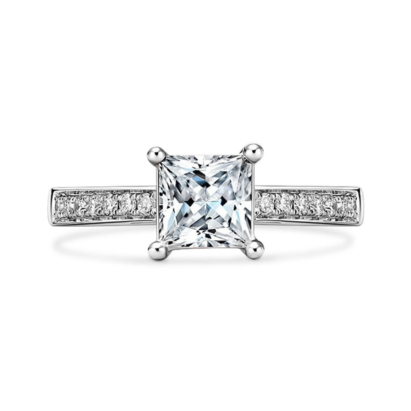 fashionable princess square moissanite engagement ring for women