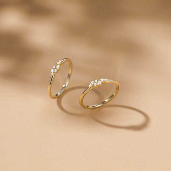 floral wedding band with moissanite