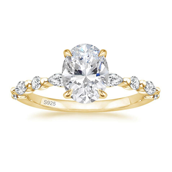 Gold 925 silver 3ct oval cut moissanite engagement ring