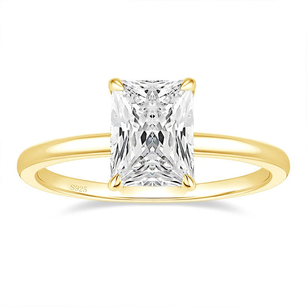 Gold 925 sterling silver 3ct radiant cut moissanites engagement ring