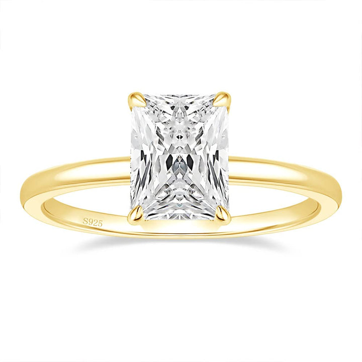 Gold 925 sterling silver 3ct radiant cut moissanites engagement ring