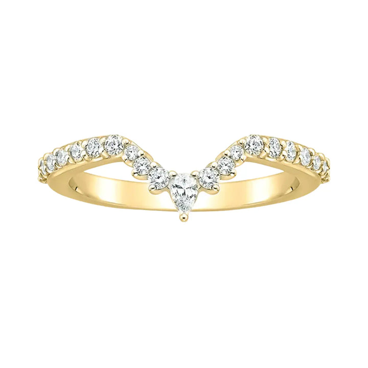 gold moissanite v shape wedding band