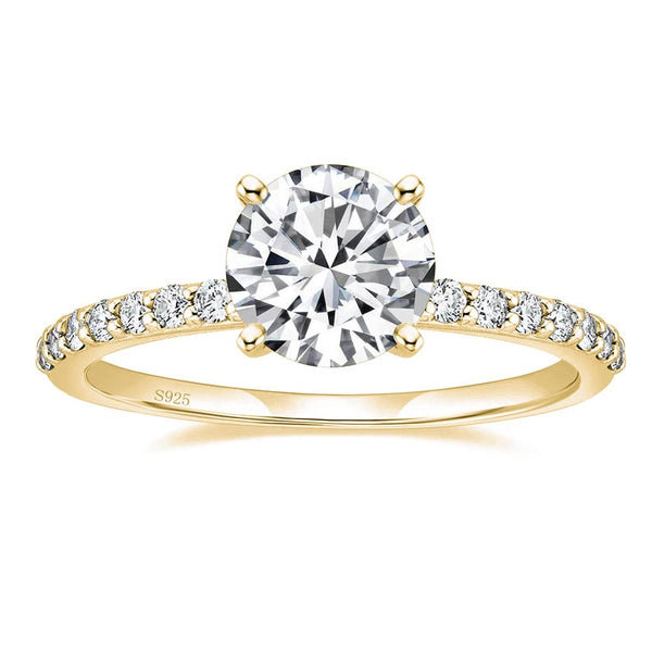 gold pave moissanite engagement ring