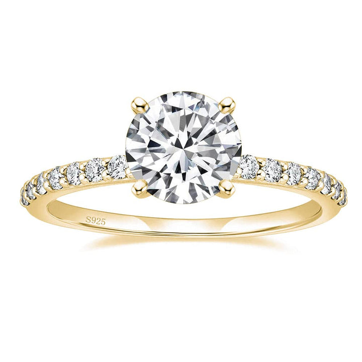 gold pave moissanite engagement ring