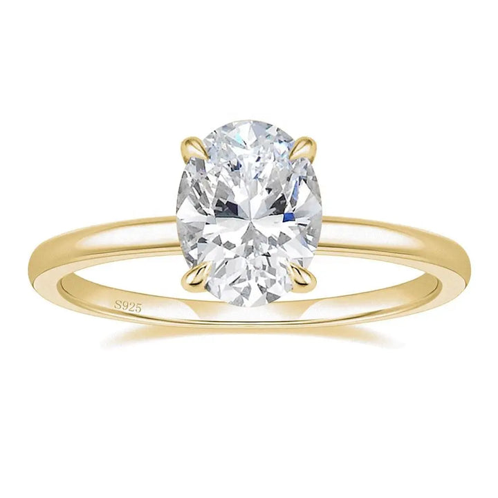 gold s925 oval cut 3 carat moissanite engagement ring