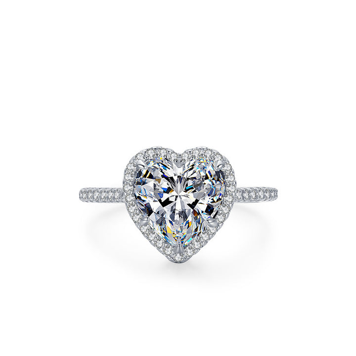 heart shaped bridal rings sona diamond in sterling silver