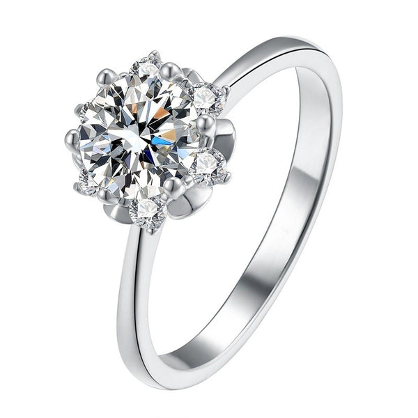Fashionable High Carbon Diamond/Moissanite Diamond Sterling Silver Engagement Ring for Women