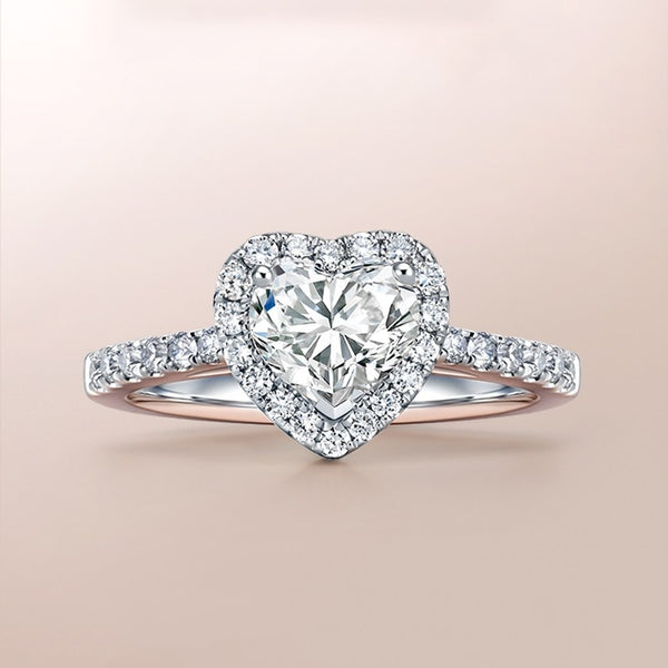 Stylish Heart Shape Moissanite/High Carbon Diamonds Inlaid Silver Engagement Rings for Women