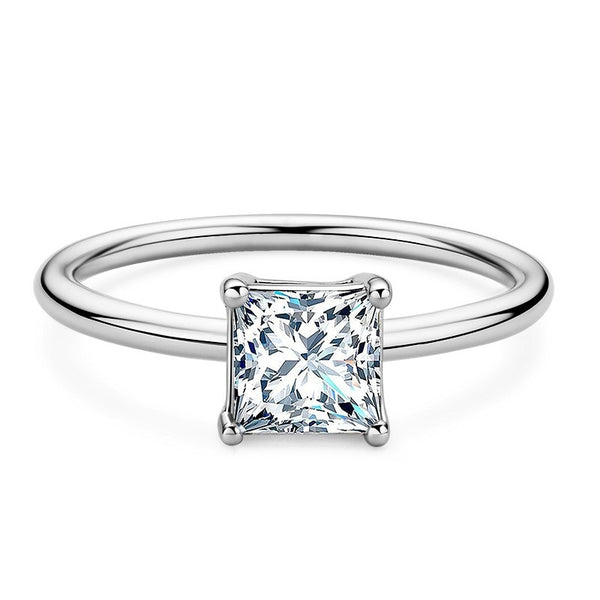 Princess 1 Carat Moissanite/High Carbon Diamond 925 Sterling Silver Engagement Ring for Women