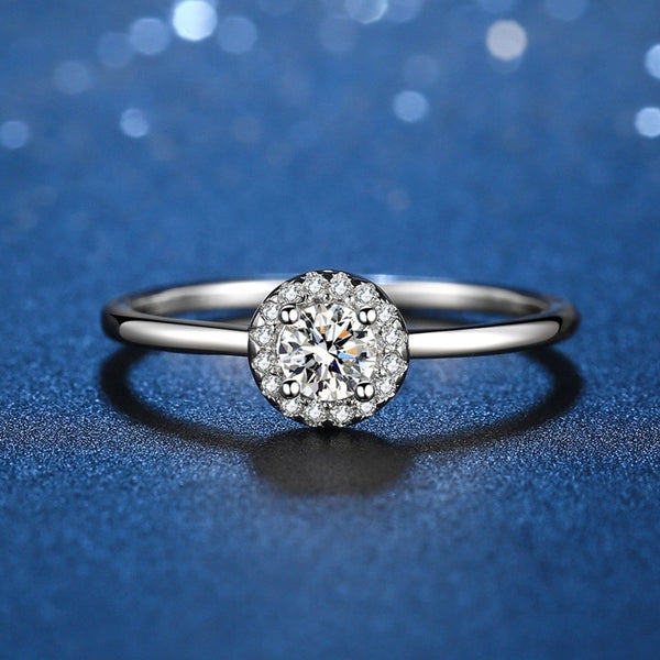 Elegant High Carbon /Moissanite Diamond S925 Sterling Silver Engagement Ring for Women
