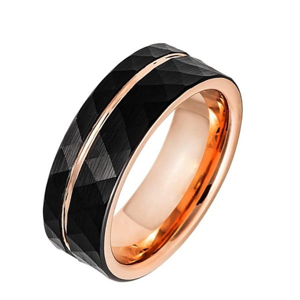 Simple and Atmospheric Batch Flower Two-Color Tungsten Steel Ring for Men