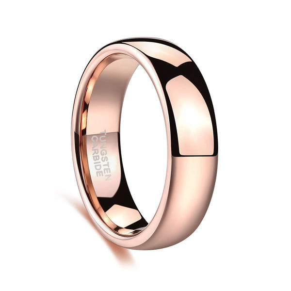 Rose Gold Tungsten Mens Womens Wedding Band Plain High Polished 4mm 6mm